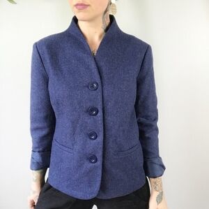 Orvis Wool Stand Collar Button Front Lined Blazer Jacket NWOT